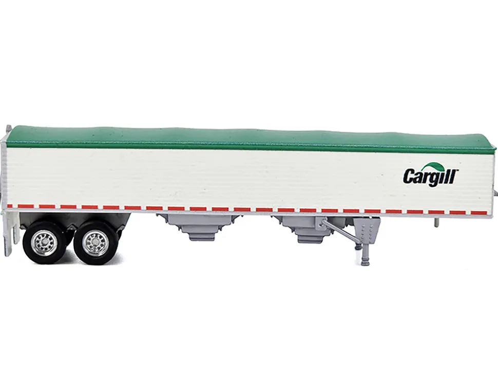 Covered Grain Trailer White with Green Tarp "Cargill" 1/87 (HO) Plastic Model Car by HO Logistics