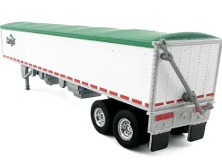 Covered Grain Trailer White with Green Tarp