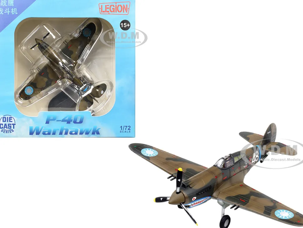 Curtiss P-40B/C Warhawk Fighter Aircraft "White 48, David Lee 'Tex' Hill, 2nd Squadron, Panda Bears, Chinese Air Force, Burma" (1942) 1st American Volunteer Group 1/72 Diecast Model Airplane by Legion