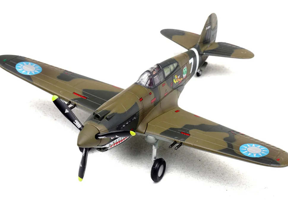 Curtiss P-40B/C Warhawk Fighter Aircraft "White 7, 1st Squadron, Flying Tigers, Chinese Air Force" (1942) 1st American Volunteer Group 1/72 Diecast Model Airplane by Legion