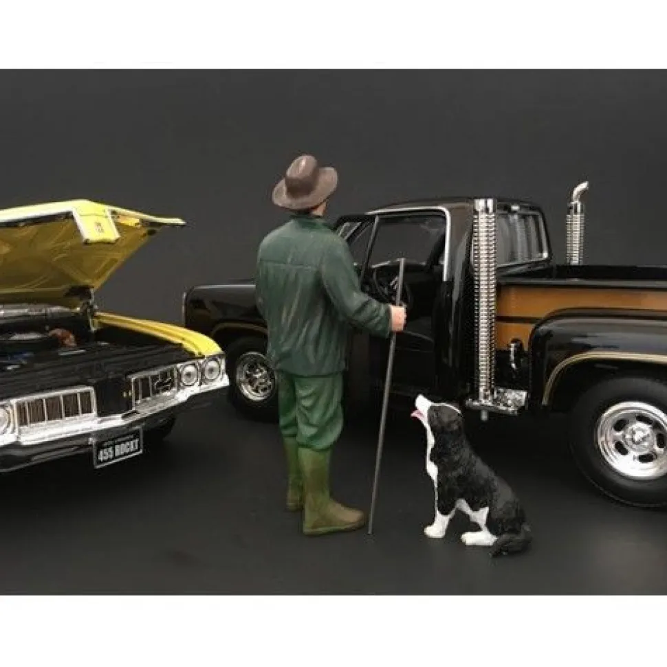 Customer Patrick and a Dog Figurine Figure For 1:18 Models American Diorama 77448