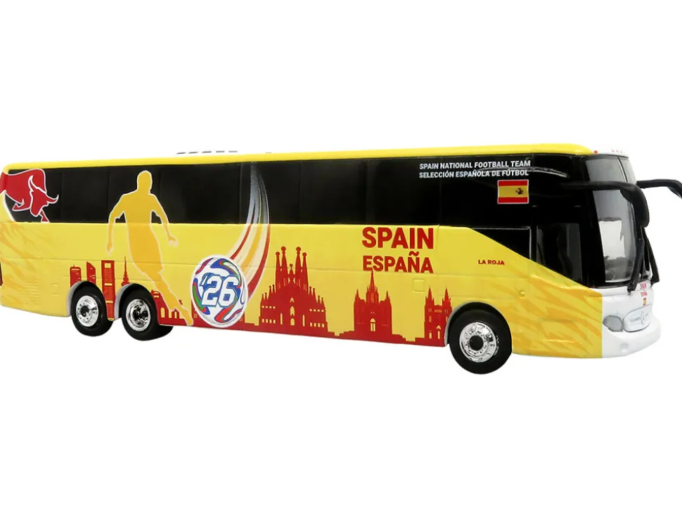 Daimler Tourrider Coach Bus "Spain National Football Team" Yellow with Graphics "International Federation of the Global Game" Series Limited Edition to 504 pieces Worldwide 1/87 (HO) Diecast Model by Iconic Replicas