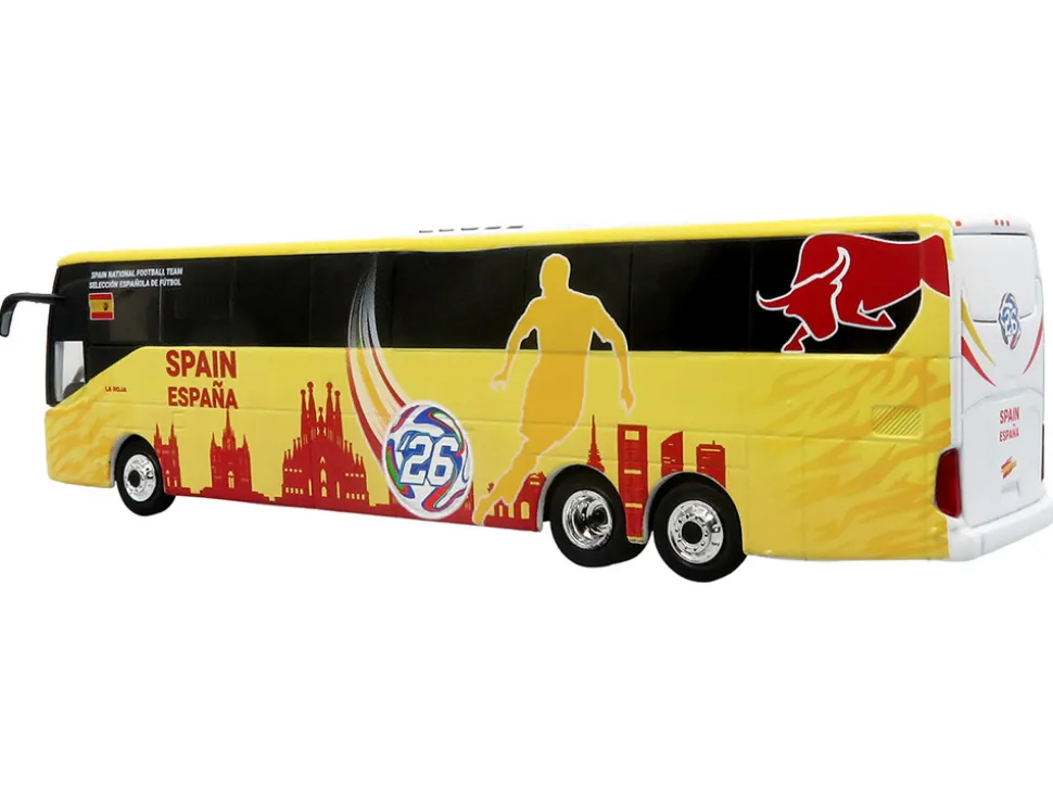 Daimler Tourrider Coach Bus "Spain National Football Team" Yellow with Graphics "International Federation of the Global Game" Series Limited Edition to 504 pieces Worldwide 1/87 (HO) Diecast Model by Iconic Replicas