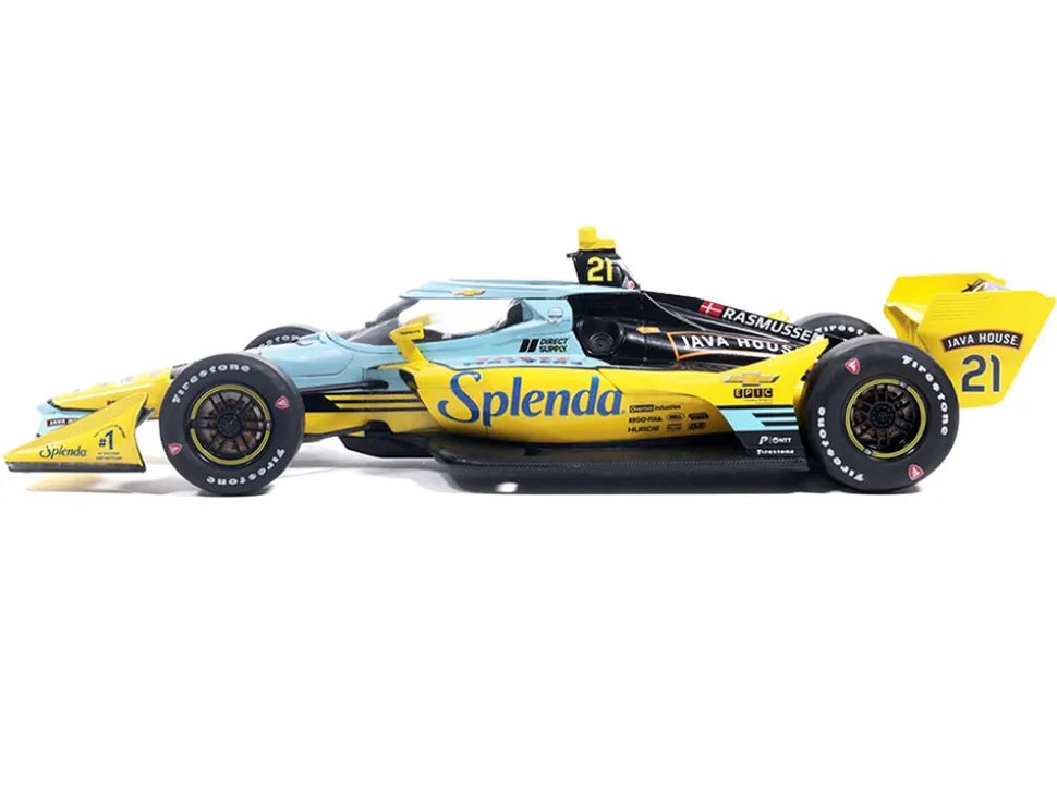 Dallara IndyCar #21 Christian Rasmussen "Splenda" Ed Carpenter Racing (Road Course Configuration) "NTT IndyCar Series" (2026) 1/18 Diecast Model Car by IXO Models