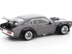 Datsun Laurel C130 RHD (Right Hand Drive) Gray Metallic 1/64 Diecast Model Car by Pop Race