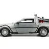 DeLorean Brushed Metal Time Machine Lights Back to the Future 1985 Movie Hollywood Rides Series 1/24 Diecast Model Car Jada 32911