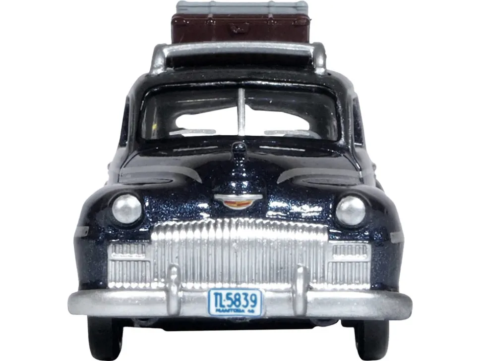 1946 DeSoto Suburban Roof Rack Luggage Butterfly Blue Metallic Crystal Gray Top 1/87 HO Scale Diecast Model Car Oxford Diecast 87DS46004