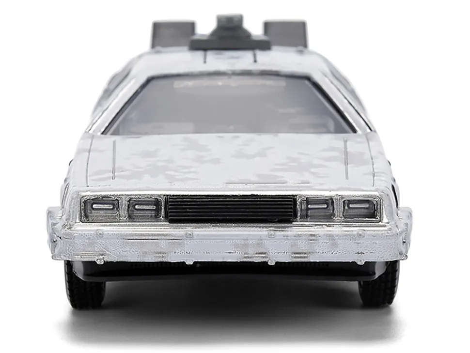 DMC DeLorean Time Machine Brushed Metal (Frost Version) "Back to the Future" (1985) Movie "40th Anniversary" Special Packaging "Hollywood Rides" Series 1/32 Diecast Model Car by Jada