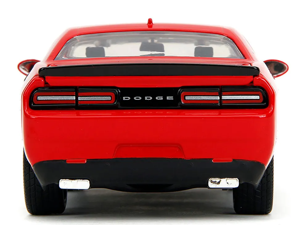 2015 Dodge Challenger Red with Black Stripes and Glenn Diecast Figure "The Walking Dead" (2010-2022) TV Series "Hollywood Rides" Series 1/24 Diecast Model Car by Jada