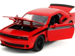 2015 Dodge Challenger Red with Black Stripes and Glenn Diecast Figure