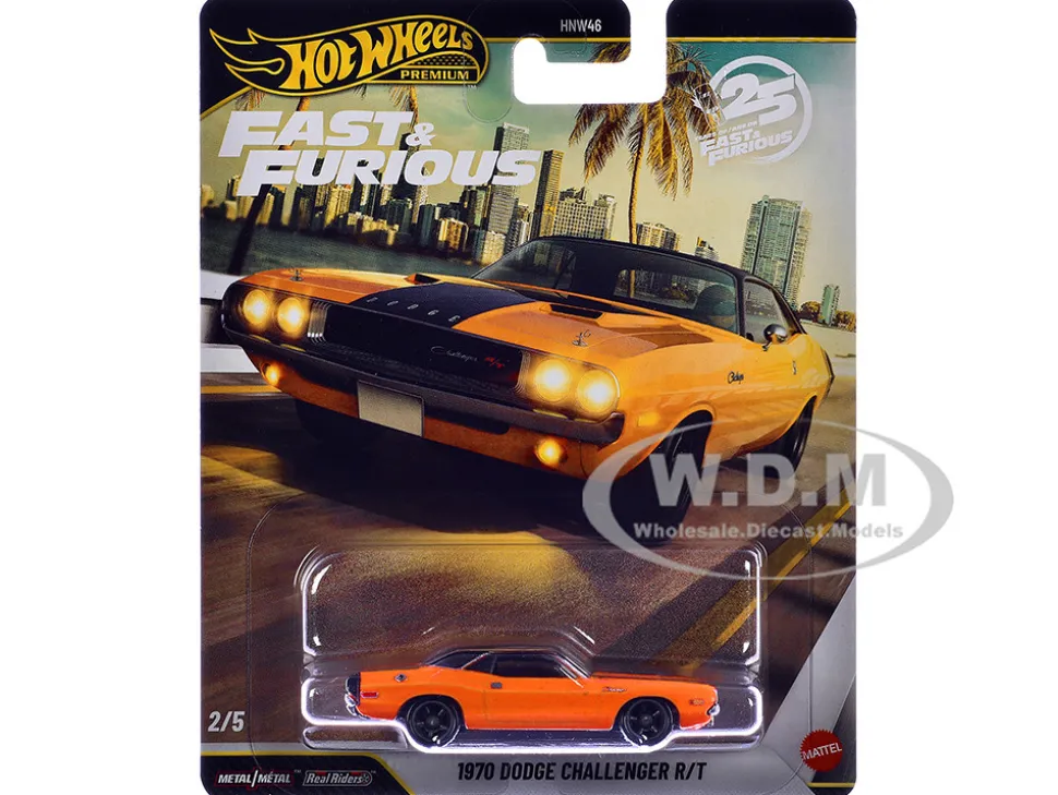 1970 Dodge Challenger R/T Orange with Black Hood and Top "2 Fast 2 Furious" (2003) Movie "Fast & Furious" Series Diecast Model Car by Hot Wheels