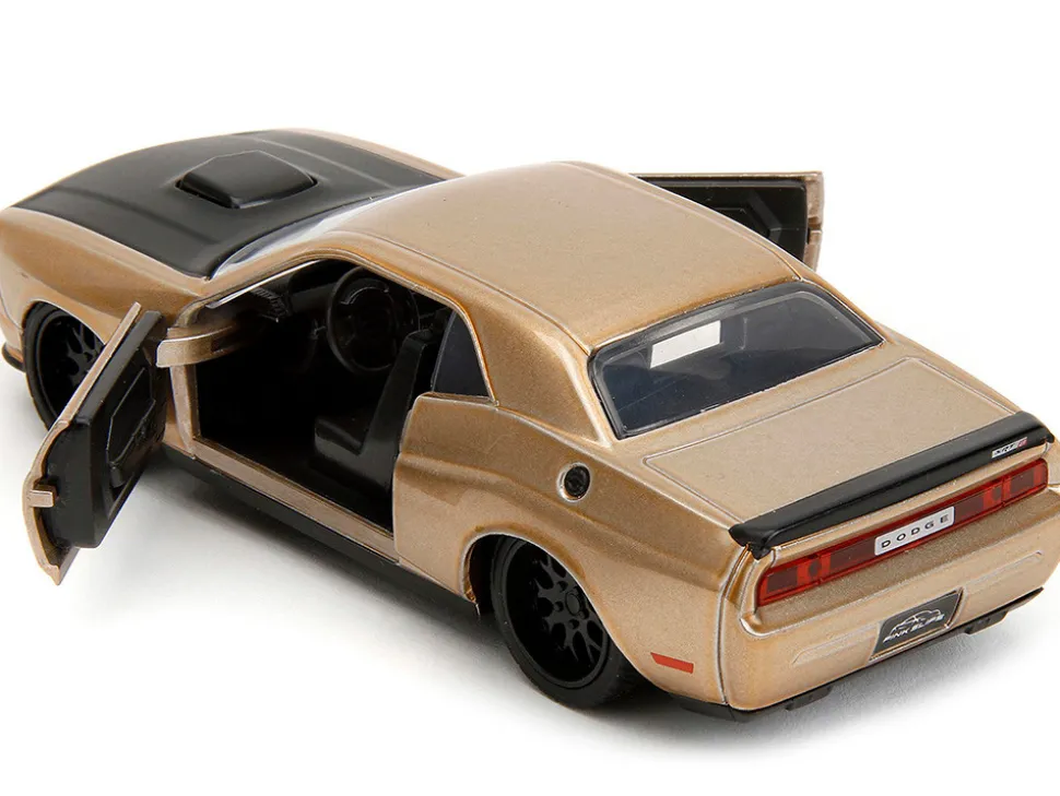2012 Dodge Challenger SRT8 Gold Metallic with Black Hood Pink Slips Series 1/32 Diecast Model Car Jada 34855