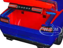 2015 Dodge Challenger SRT Hellcat Dark Blue Graphics Red Interior Thor Diecast Figure The Mighty Thor Marvel Series 1/24 Diecast Model Car Jada 32186