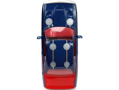 2015 Dodge Challenger SRT Hellcat Dark Blue Graphics Red Interior Thor Diecast Figure The Mighty Thor Marvel Series 1/24 Diecast Model Car Jada 32186