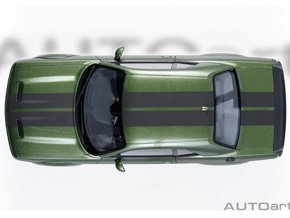 2022 Dodge Challenger SRT Jailbreak F8 Green with Carbon Stripes 1/18 Model Car by Autoart
