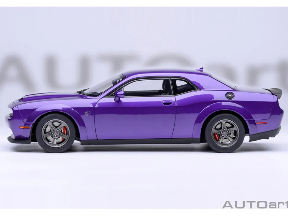 2023 Dodge Challenger SRT Super Stock Plum Crazy Purple 1/18 Model Car by Autoart