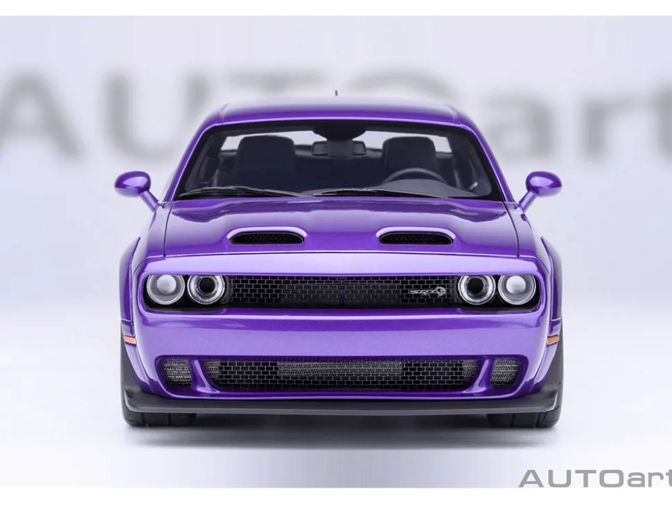 2023 Dodge Challenger SRT Super Stock Plum Crazy Purple 1/18 Model Car by Autoart