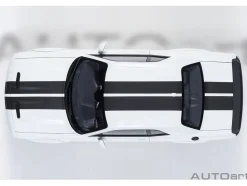 2023 Dodge Challenger SRT Super Stock Knuckle White with Carbon Stripes 1/18 Model Car by Autoart