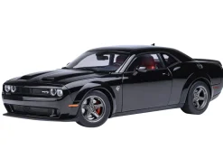 2023 Dodge Challenger SRT Super Stock Pitch Black with Red Interior 1/18 Model Car by Autoart