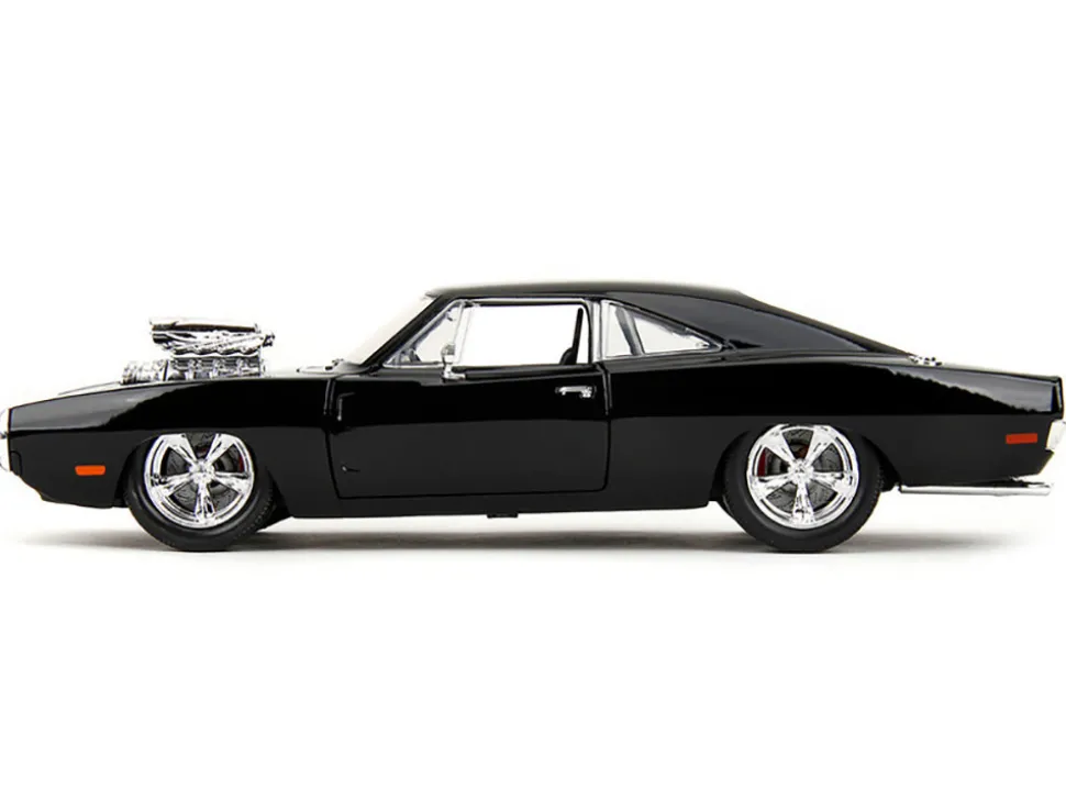 1970 Dodge Charger Black with Race Interior "The Fast and the Furious" (2001) Movie "25 Years of Fast & Furious" Series 1/24 Diecast Model Car by Jada