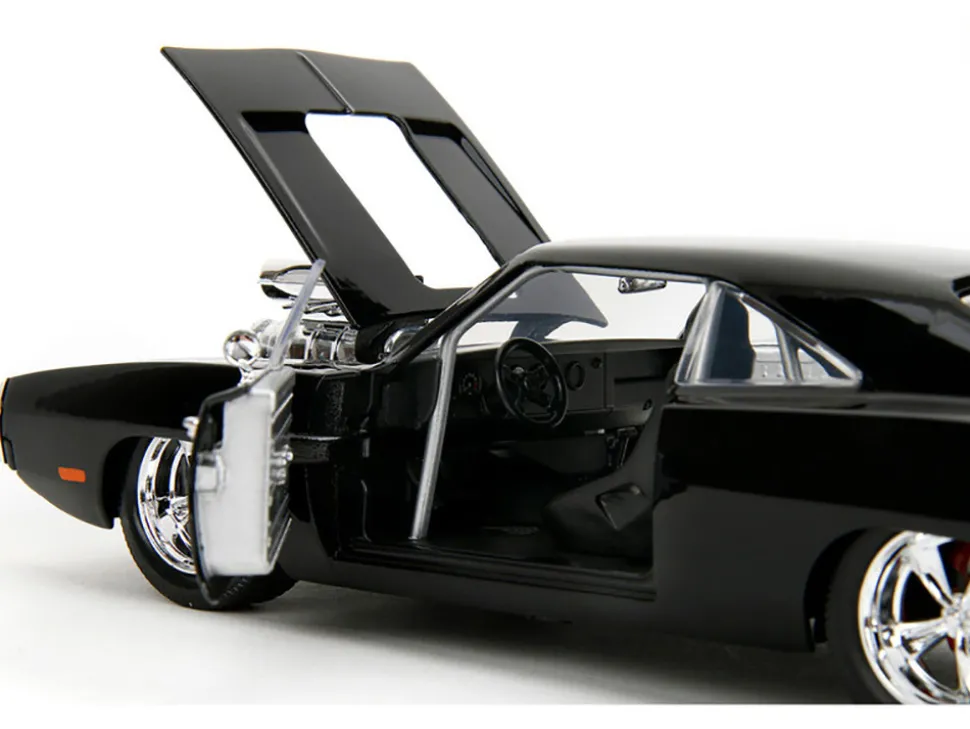 1970 Dodge Charger Black with Race Interior "The Fast and the Furious" (2001) Movie "25 Years of Fast & Furious" Series 1/24 Diecast Model Car by Jada
