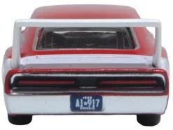 1969 Dodge Charger Daytona Red with White Stripe 1/87 (HO) Scale Diecast Model Car by Oxford Diecast