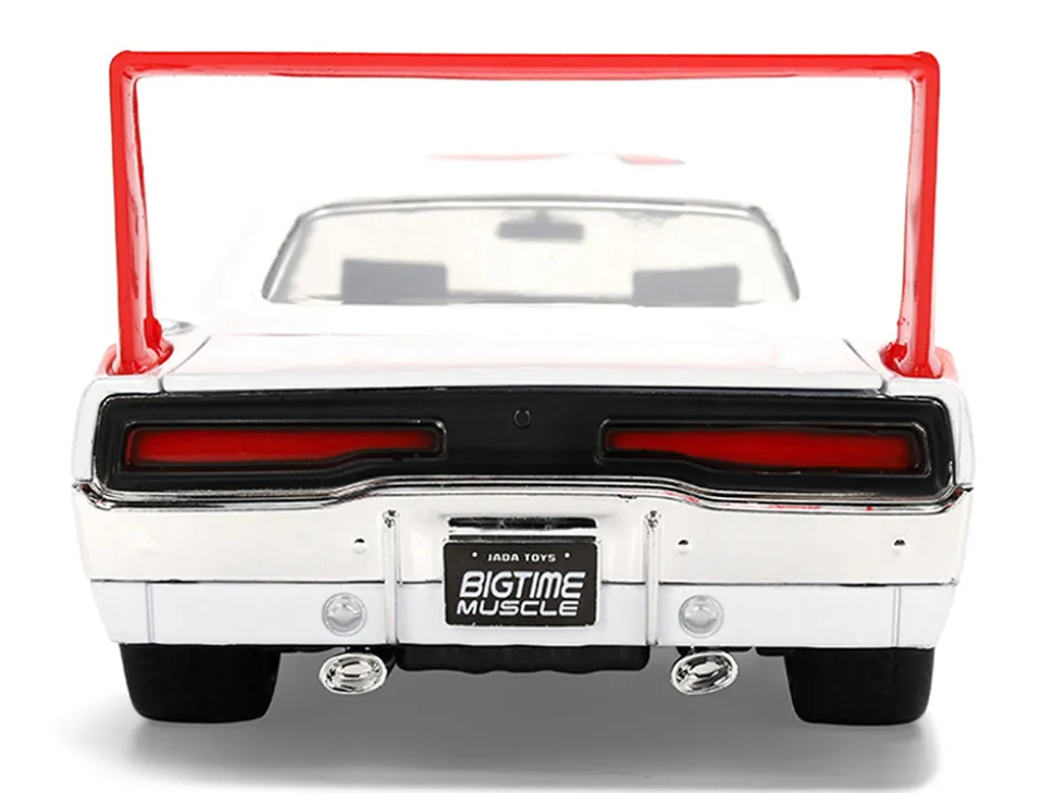 1969 Dodge Charger Daytona #25 White with Red Stripes "Bigtime Muscle" Series 1/24 Diecast Model Car by Jada