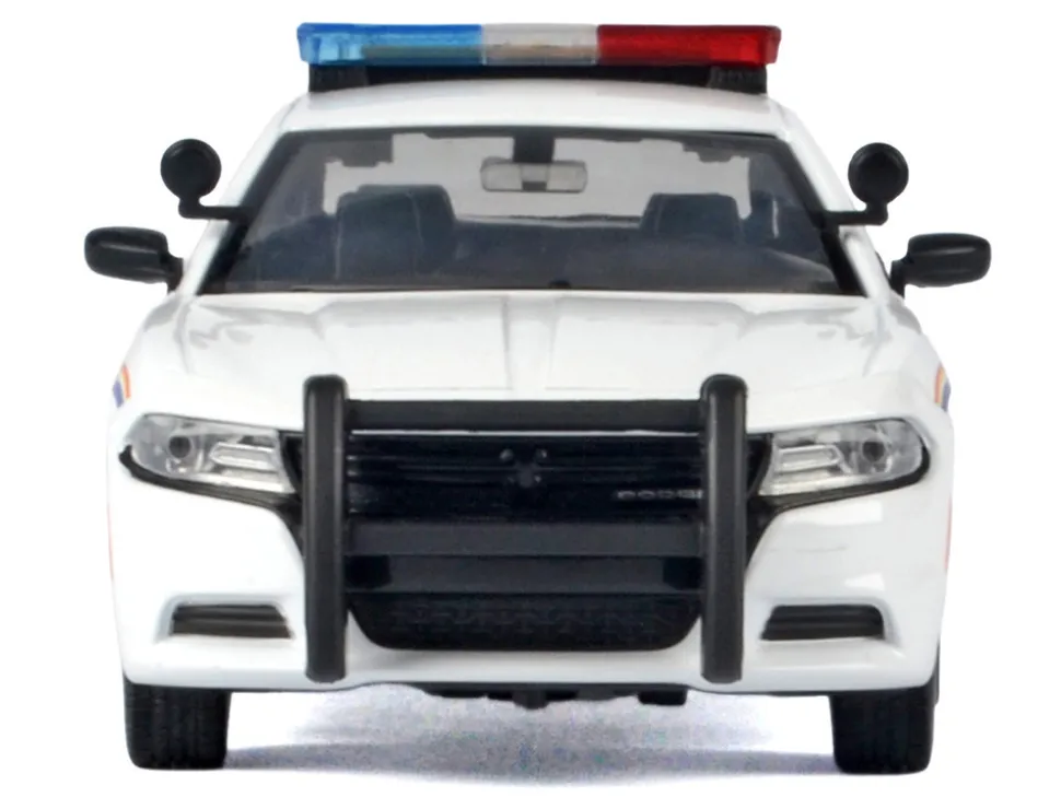 2023 Dodge Charger Pursuit Police Car "Royal Canadian Mounted Police (RCMP)" White with Flashing Light Bar and Front and Rear Lights and Sounds 1/24 Diecast Model Car by Motormax