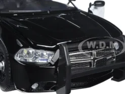 2011 Dodge Charger Pursuit Police Car Black and White with Flashing Light Bar, Front and Rear Lights and 2 Sounds 1/24 Diecast Model Car Motormax 79533