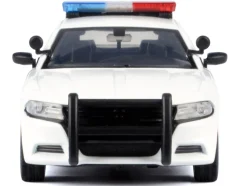2023 Dodge Charger Pursuit Police Car Unmarked White with Flashing Light Bar, Front and Rear Lights and 2 Sounds 