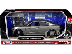 2023 Dodge Charger Pursuit Police Car Gray Metallic "Custom Builder's Kit - Law Enforcement and Public Service" Series 1/24 Diecast Model Car by Motormax