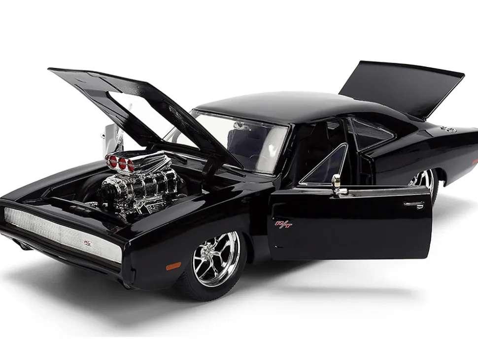 1970 Dodge Charger R/T Black "Furious 7" (2015) Movie "Fast & Furious" Series 1/24 Diecast Model Car by Jada