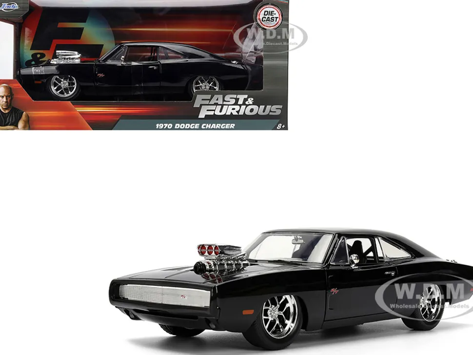 1970 Dodge Charger R/T Black "Furious 7" (2015) Movie "Fast & Furious" Series 1/24 Diecast Model Car by Jada
