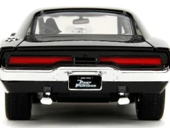 Dodge Charger R/T Black with Dom Diecast Figure "Fast & Furious" (2009) Movie "Hollywood Rides" Series 1/24 Diecast Model Car by Jada