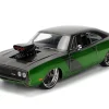 1970 Dodge Charger R/T Dark Gray Metallic and Green Metallic with Dark Gray Stripes "Bigtime Muscle" Series 1/24 Diecast Model Car by Jada
