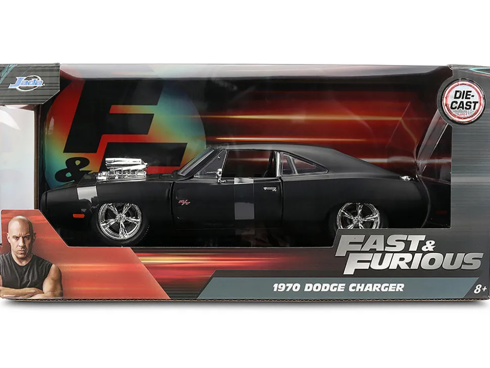 1970 Dodge Charger R/T Matt Black "Fast & Furious" (2009) Movie "Fast & Furious" Series 1/24 Diecast Model Car by Jada