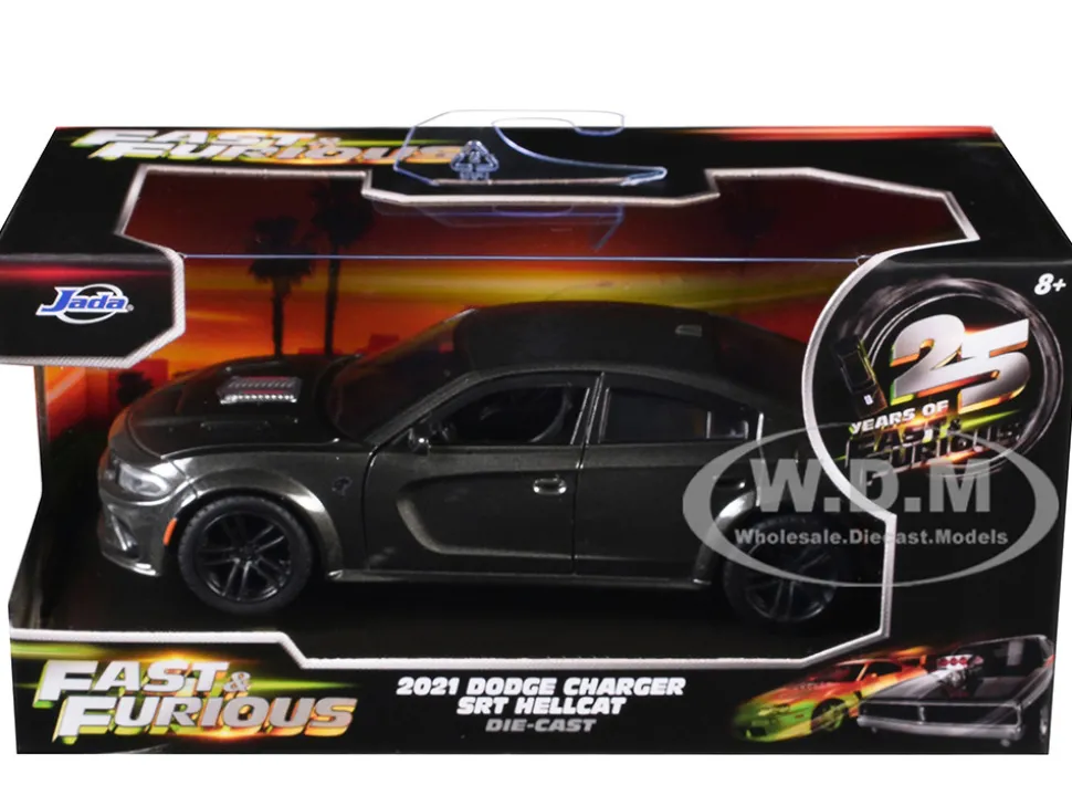 2021 Dodge Charger SRT Hellcat Gray Metallic Fast X 2023 Movie Fast & Furious Series 1/32 Diecast Model Car Jada 34473