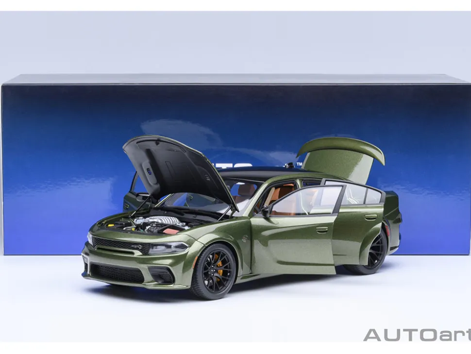 Dodge Charger SRT Hellcat Redeye F8 Green Metallic with Matt Black Top 1/18 Model Car by Autoart