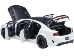 Dodge Charger SRT Hellcat Redeye Knuckle White with Matt Black Hood and Top 1/18 Model Car by Autoart