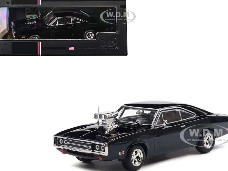 1970 Dodge Charger with Blown Engine Black 1/43 Diecast Model by IXO Models