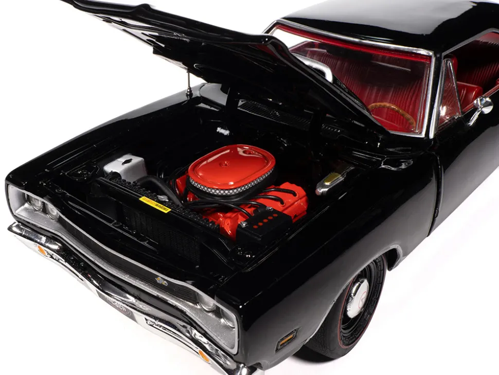 1969 Dodge Coronet Super Bee "Muscle Car & Corvette Nationals" (MCACN) Black with Red Interior "American Muscle" Series 1/18 Diecast Model Car by Auto World