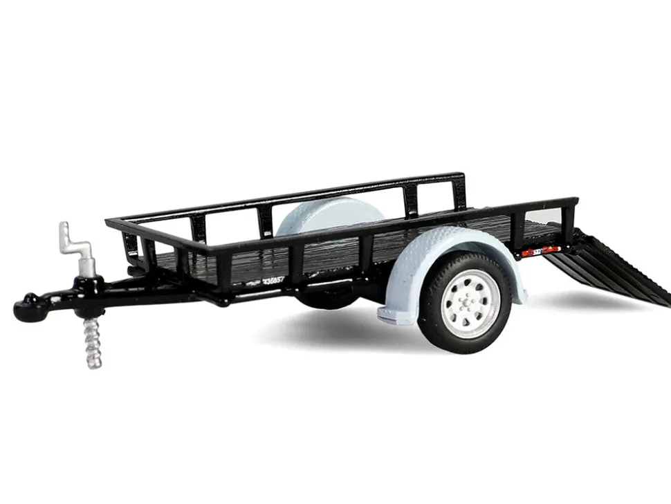 1990 Dodge Ram D250 Pickup Truck "Philadelphia, PA Police Department" White with Stripes and Utility Trailer "Hot Pursuit Hitch & Tow" Series 1 1/64 Diecast Model Cars by Greenlight