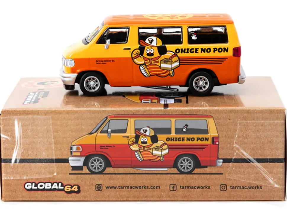 Dodge Van "Ohige no Pon" Orange Two-Tone "Global64" Series 1/64 Diecast Model by Tarmac Works