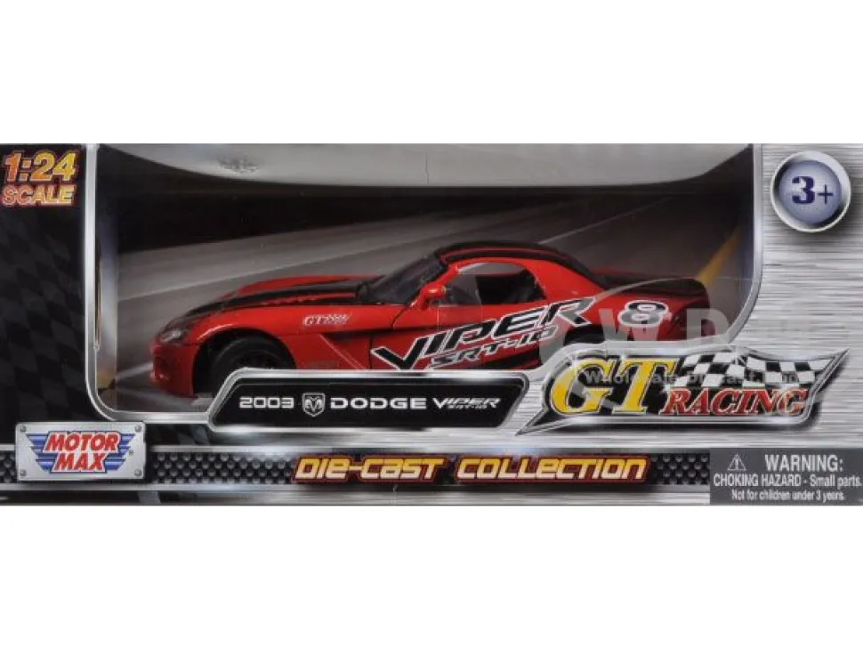 2003 Dodge Viper SRT-10 Red #8 GT Racing 1/24 Diecast Car Model Motormax 73776