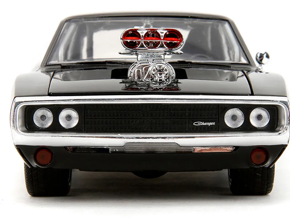 Dom's 1970 Dodge Charger R/T Black and Brian's Toyota Supra Orange with Graphics Set of 2 Cars "Fast & Furious 25th Anniversary" "Fast & Furious" Series 1/24 Diecast Model Cars by Jada