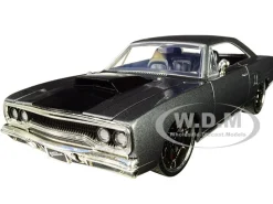 Dom's Plymouth Road Runner Metallic Gray Black Hood Stripe Fast & Furious Movie 1/24 Diecast Model Car Jada 30745
