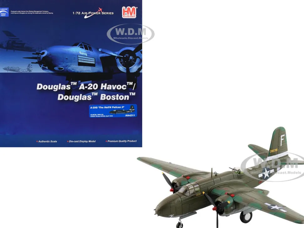 Douglas A-20G Havoc Aircraft "42-86786, Hell'N Pelican II, 388th Bomb Squadron, Gusap Airfield" (1944) United States Army Air Forces "Air Power Series" 1/72 Diecast Model by Hobby Master