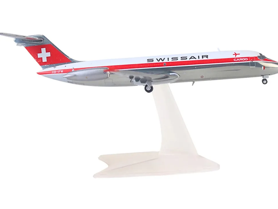 Douglas DC-9-30F Commercial Aircraft "Swissair" (HB-IFW) White with Red Stripes 1/200 Diecast Model Airplane by Herpa