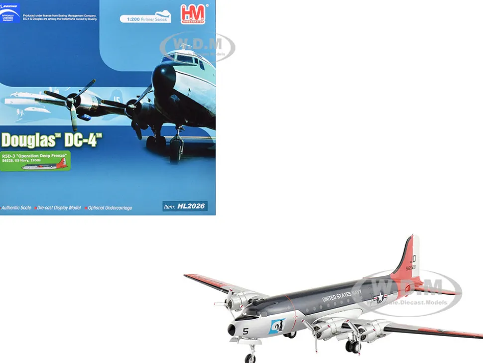 Douglas R5D-3 Skymaster Transport Aircraft "Operation Deep Freeze" (1950s) United States Navy "Airliner Series" 1/200 Diecast Model by Hobby Master