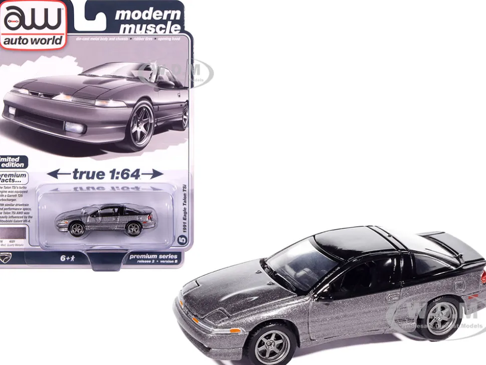 1991 Eagle Talon TSi Medium Quartz Metallic with Black Top "Modern Muscle" Series 1/64 Diecast Model Car by Auto World